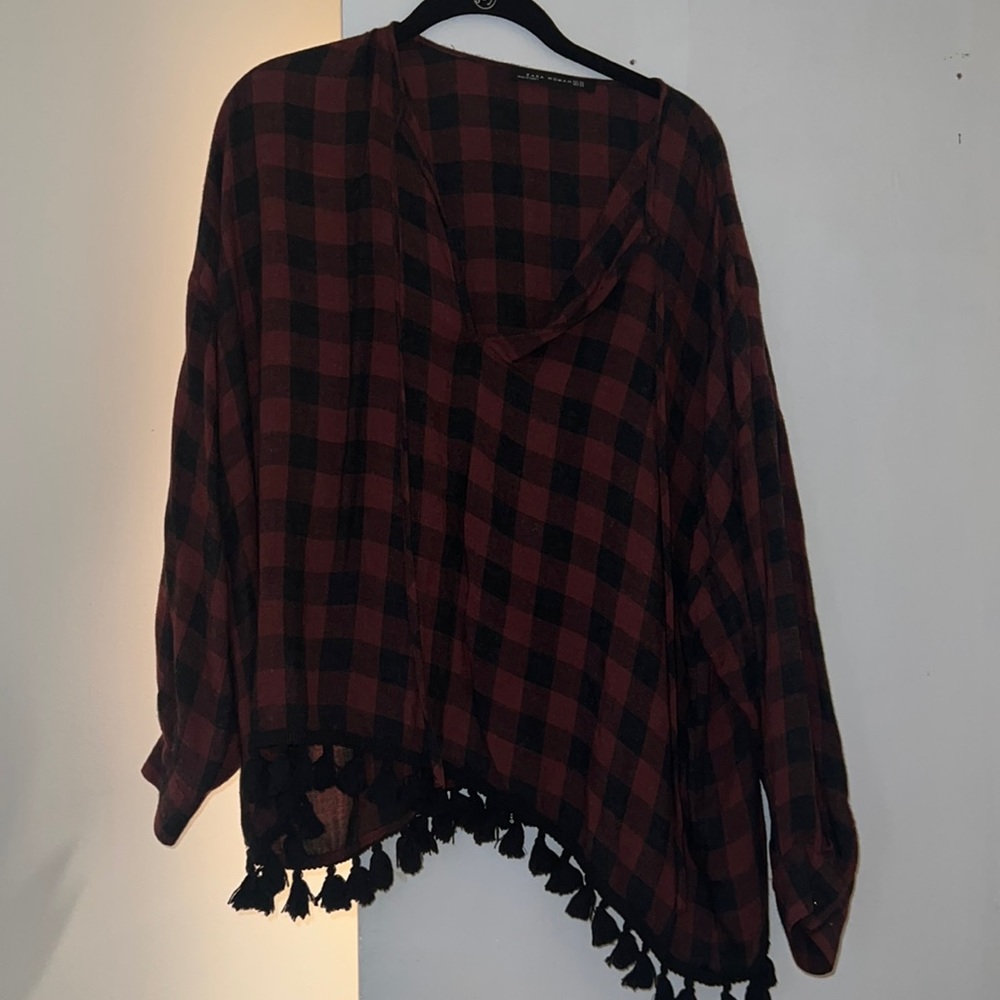 Zara plaid flannel blouse